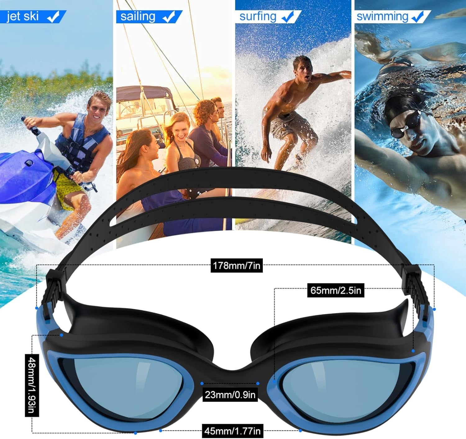 Polarized Swimming Goggles Swim Goggles anti Fog anti UV No Leakage Clear Vision for Men Women Adults Teenagers