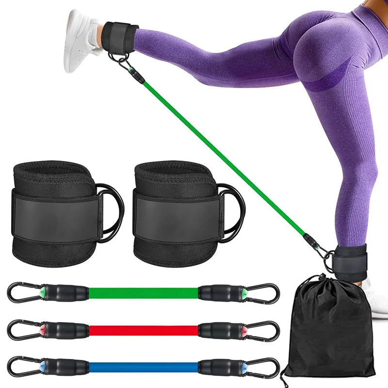 Booty Leg Resistance Bands with Ankle Strap Hip Fitness Trainer Pull Rope Exercises Band Leg Butt Training Women Glutes Workout